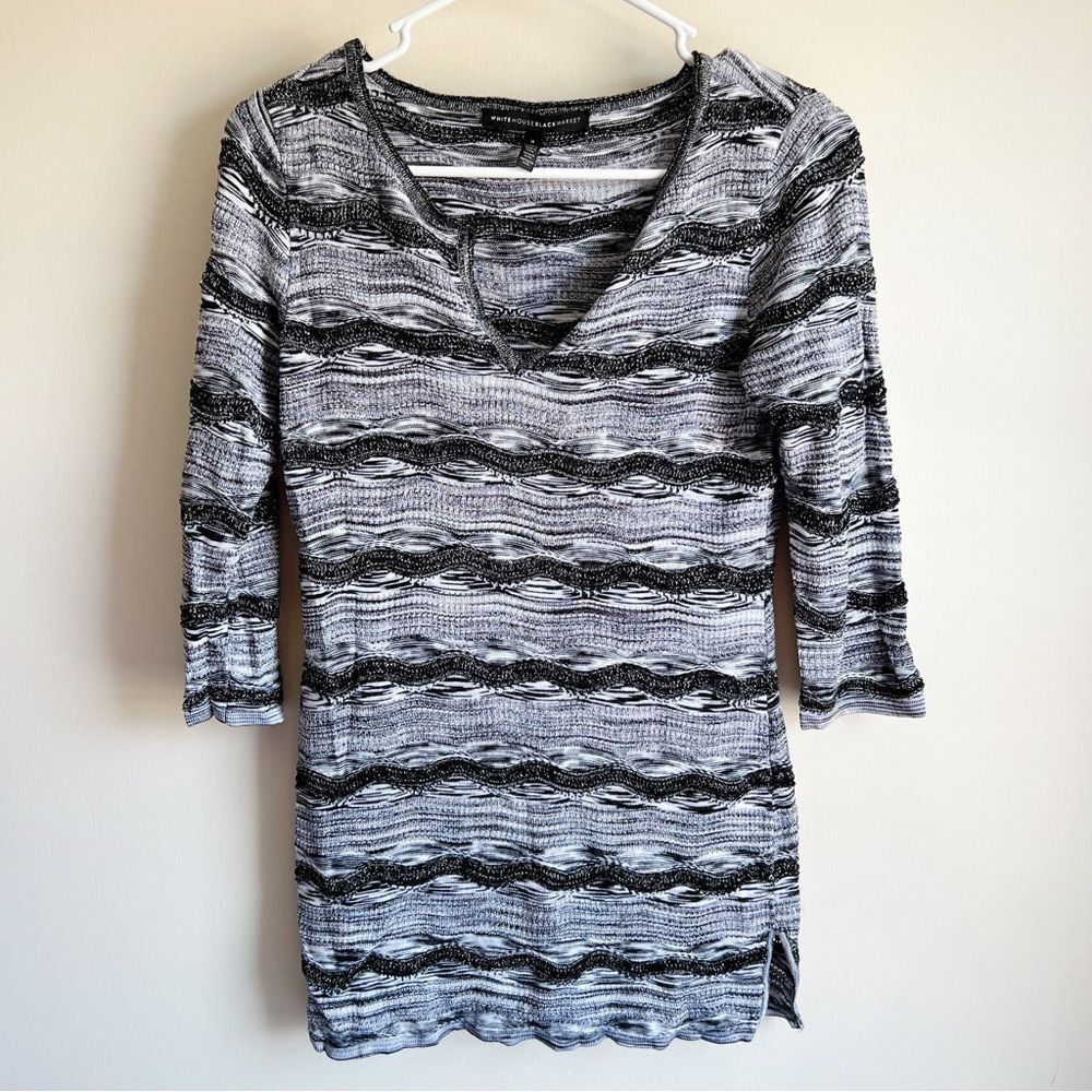 White House Black Market Metallic Chevron Lightweight Sweater